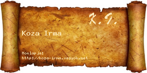 Koza Irma névjegykártya