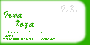 irma koza business card